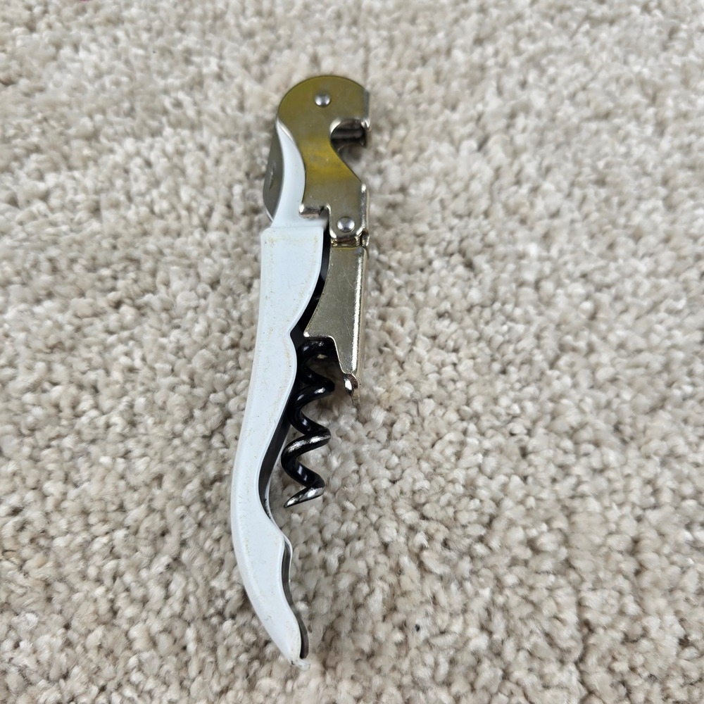 Banville Wine Merchants Waiter Corkscrew White Double Hinged Wine Opener Tool